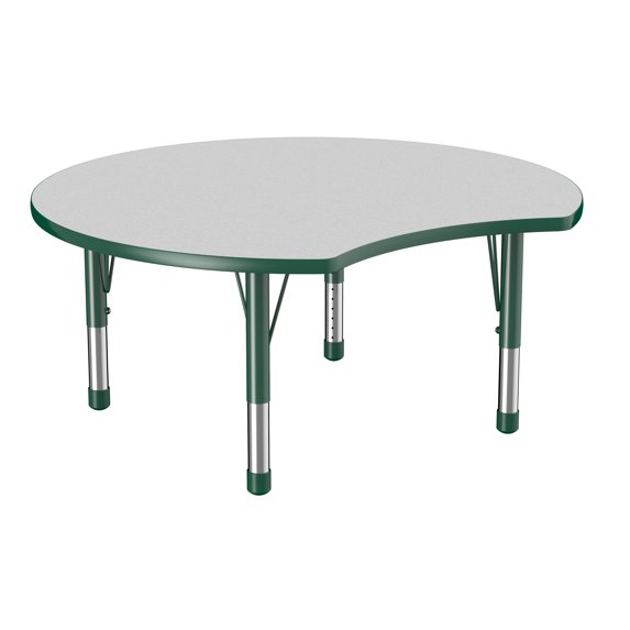 ECR4Kids 48in Crescent Premium Thermo-Fused Adjustable Activity Table Grey/Green/Green - Chunky Leg