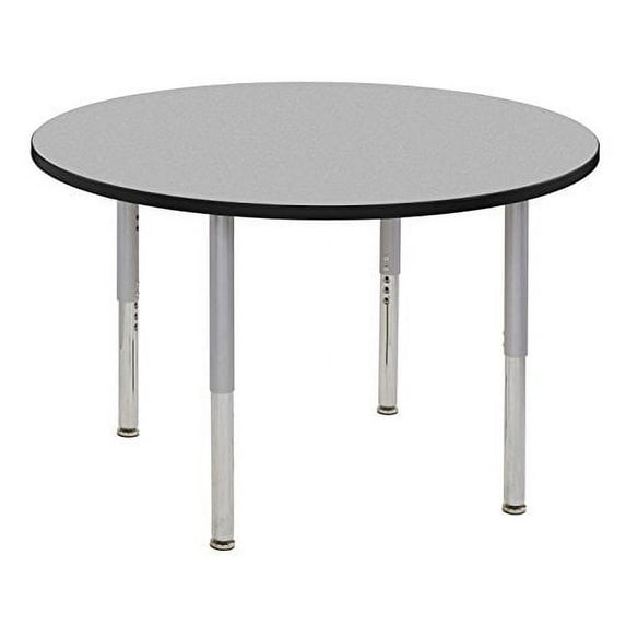 ECR4Kids 48in Round Contour Thermo-Fused Adjustable Activity Table Grey/Black/Silver - Super Leg