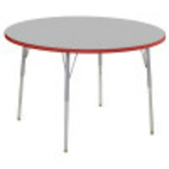 ECR4Kids 48in Round Contour Thermo-Fused Adjustable Activity Table Grey/Red/Silver - Standard Swivel