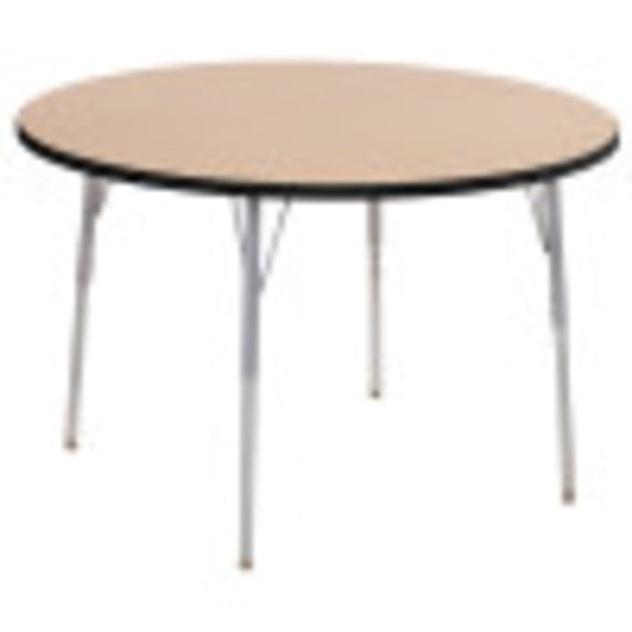 ECR4Kids 48in Round Contour Thermo-Fused Adjustable Activity Table Maple/Black/Silver - Standard Swivel