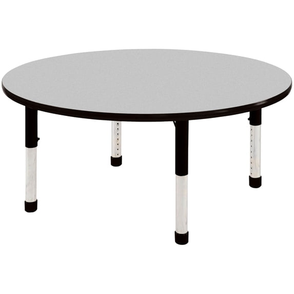 ECR4Kids 48in Round Everyday T-Mold Adjustable Activity Table Grey/Black - Chunky Leg