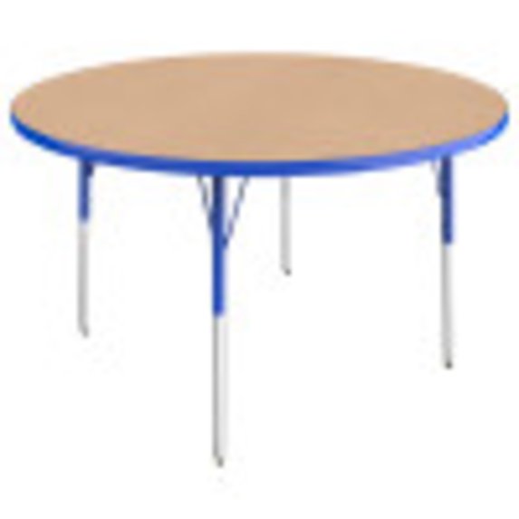 ECR4Kids 48in Round Everyday T-Mold Adjustable Activity Table Maple/Blue - Standard Swivel