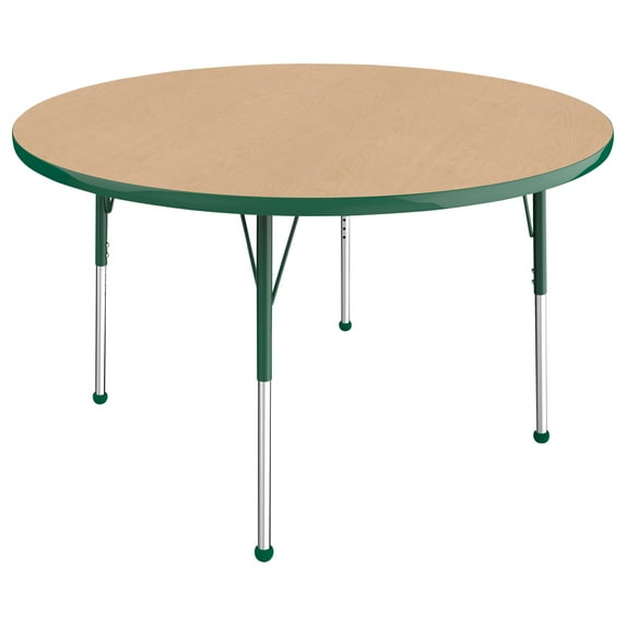 ECR4Kids 48in Round Everyday T-Mold Adjustable Activity Table Maple/Green - Standard Ball