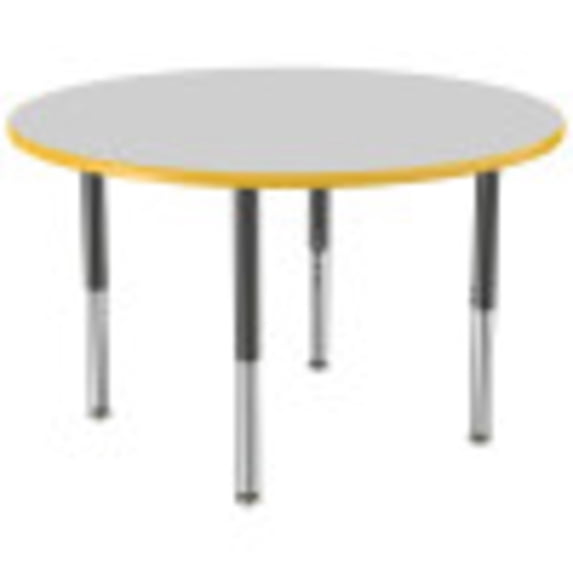 ECR4Kids 48in Round Premium Thermo-Fused Adjustable Activity Table Grey/Yellow/Black - Super Leg