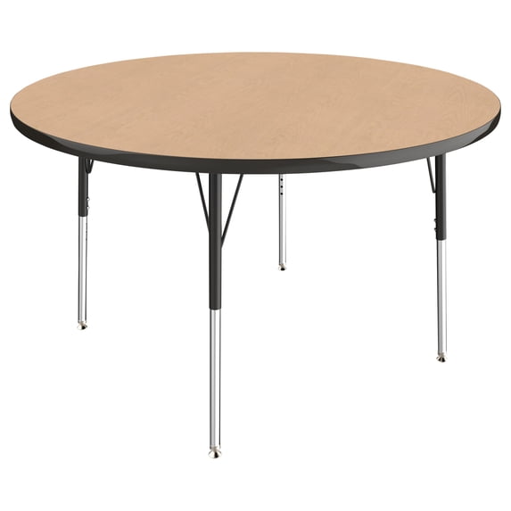 ECR4Kids 48in Round Premium Thermo-Fused Adjustable Activity Table Maple/Black/Black - Standard Swivel