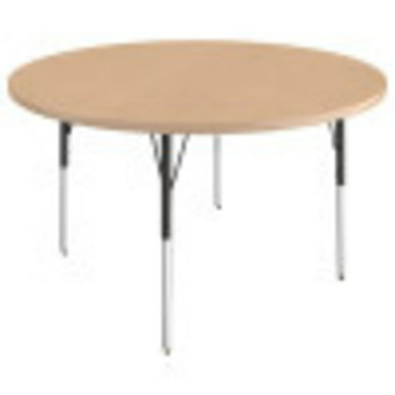 ECR4Kids 48in Round Premium Thermo-Fused Adjustable Activity Table Maple/Maple/Black - Standard Swivel