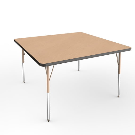 ECR4Kids 48in x 48in Square Premium Thermo-Fused Adjustable Activity Table Maple/Black/Sand - Standard Swivel