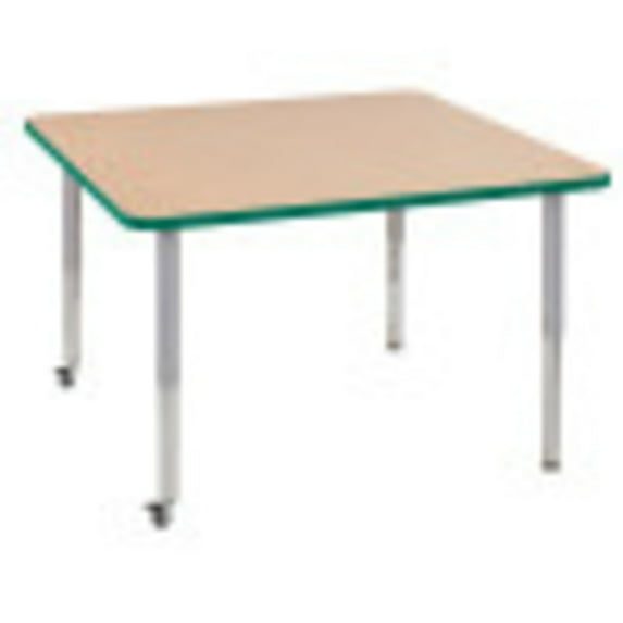 ECR4Kids 48in x 48in Square Premium Thermo-Fused Adjustable Activity Table Maple/Green/Silver - Super Leg