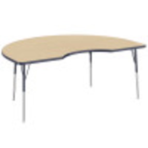 ECR4Kids 48in x 72in Kidney Everyday T-Mold Adjustable Activity Table Maple/Navy - Standard Swivel