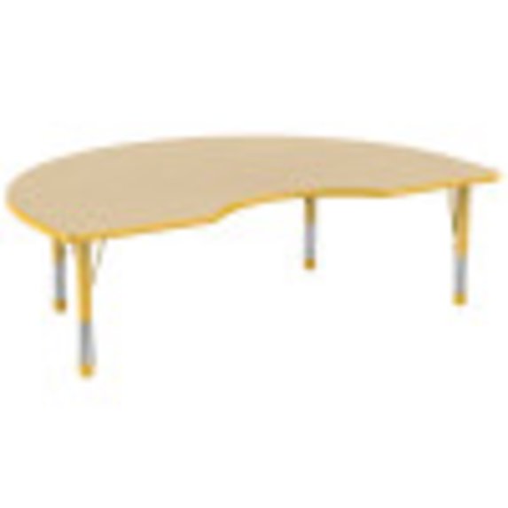 ECR4Kids 48in x 72in Kidney Everyday T-Mold Adjustable Activity Table Maple/Yellow - Chunky Leg