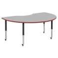 thumbnail image 1 of ECR4Kids 48in x 72in Kidney Premium Thermo-Fused Adjustable Activity Table Grey/Red/Black - Super Leg, 1 of 10
