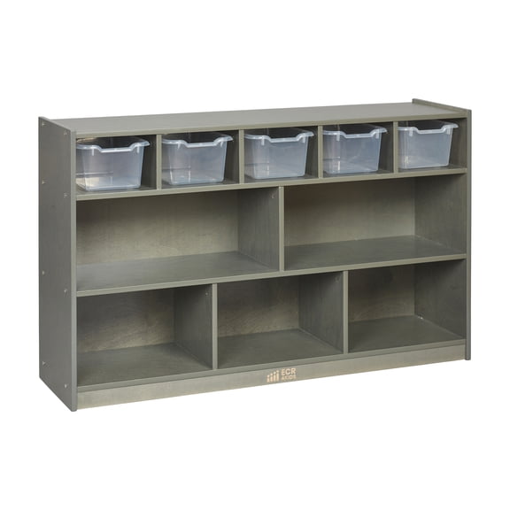5+5 Cubby and Storage Mobile Cabinet with 5 Scoop Front Bins