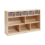 ECR4Kids 5+5 Cubby and Storage Mobile Cabinet with 5 Scoop Front Bins, Kids Furniture, Natural