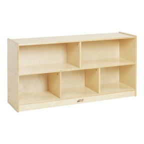 ECR4Kids 5-Compartment Mobile Storage Cabinet, Toddler, Classroom Furniture, Natural