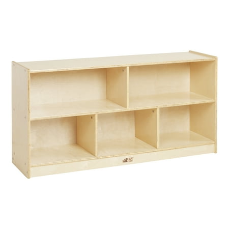 ECR4Kids 5-Compartment Mobile Storage Cabinet, Toddler, Classroom Furniture, Natural