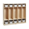 thumbnail image 1 of ECR4Kids 5-Section Coat Locker and Scoop Front Storage Bins, Natural, Light Grey, 1, 1 of 9
