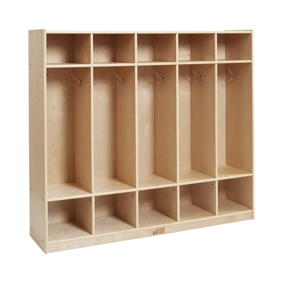 ECR4Kids 5-Section Coat Locker with Cubby Storage Compartments, Classroom Furniture, Natural
