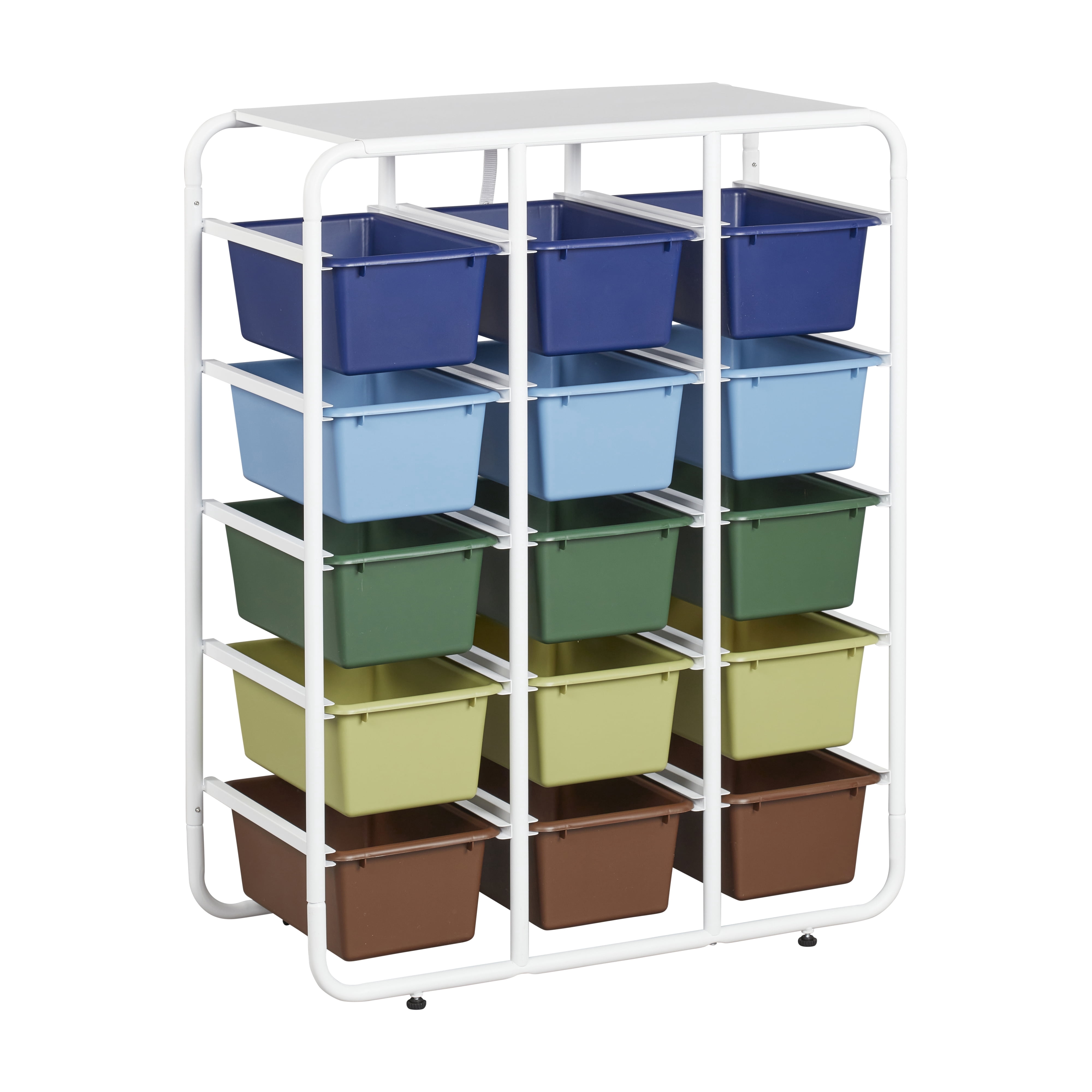 5x3 Rack ECR4Kids 5-Tier Storage Rack with 15 Cubby Bins 5x3, Earthtone, 1 ...