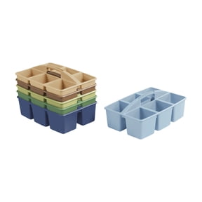 ECR4Kids 6-Compartment Large Plastic Caddy, Multipurpose Organization, Earthtone, 6-Pack