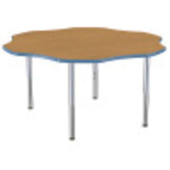 ECR4Kids 60in Flower Contour Thermo-Fused Adjustable Activity Table Oak/Powder Blue/Silver - Super Leg