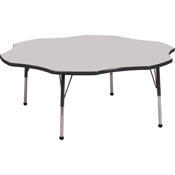 ECR4Kids 60in Flower Everyday T-Mold Adjustable Activity Table Grey/Black - Standard Swivel