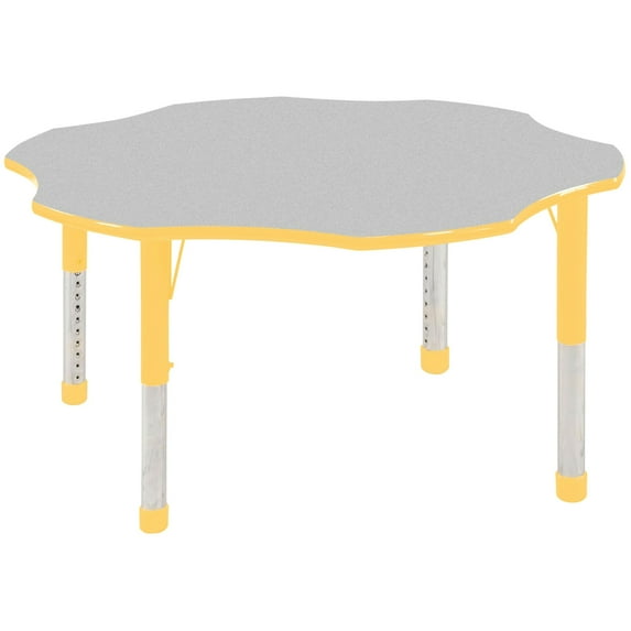 ECR4Kids 60in Flower Everyday T-Mold Adjustable Activity Table Grey/Yellow - Chunky Leg