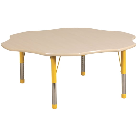 ECR4Kids 60in Flower Everyday T-Mold Adjustable Activity Table Maple/Maple/Green - Chunky Leg