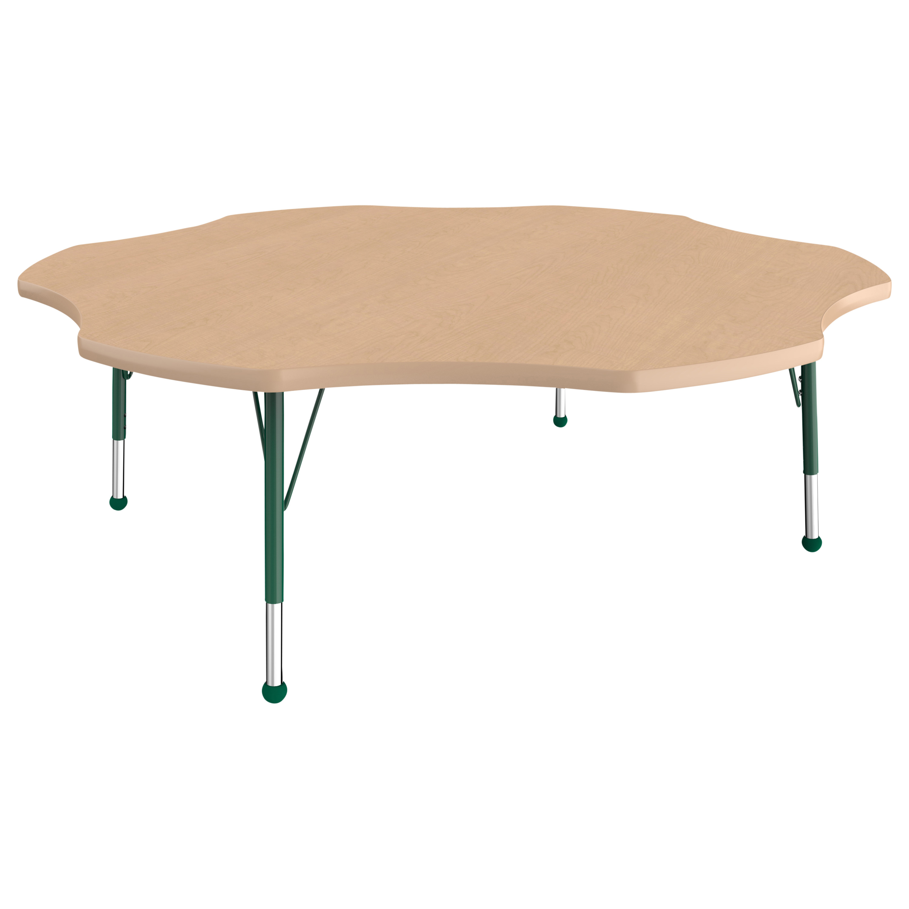 ECR4Kids 60in Flower Everyday TMold Adjustable Activity Table Maple/Maple/Green Toddler Ball
