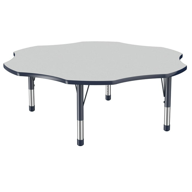 ECR4Kids 60in Flower Premium Thermo-Fused Adjustable Activity Table Grey/Navy/Navy - Chunky Leg