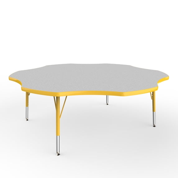 ECR4Kids 60in Flower Premium Thermo-Fused Adjustable Activity Table Grey/Yellow/Yellow - Toddler Swivel