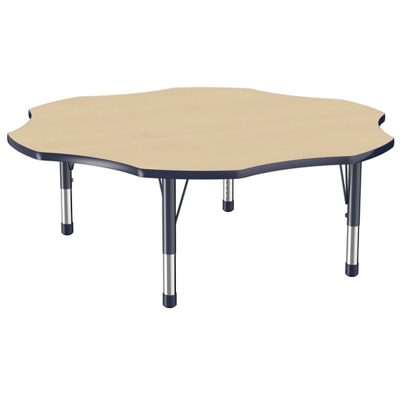 ECR4Kids 60in Flower Premium Thermo-Fused Adjustable Activity Table Maple/Navy/Navy - Chunky Leg