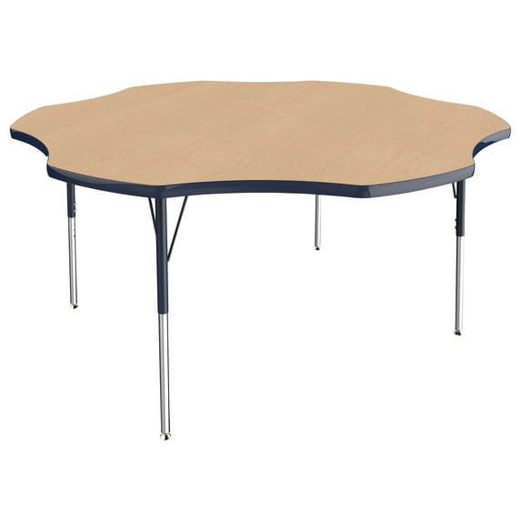ECR4Kids 60in Flower Premium Thermo-Fused Adjustable Activity Table Maple/Navy/Navy - Standard Swivel