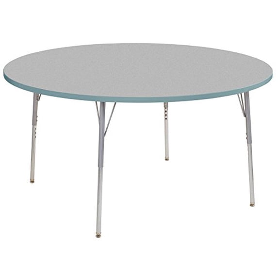 ECR4Kids 60in Round Contour Thermo-Fused Adjustable Activity Table Grey/Seafoam/Silver - Standard Swivel