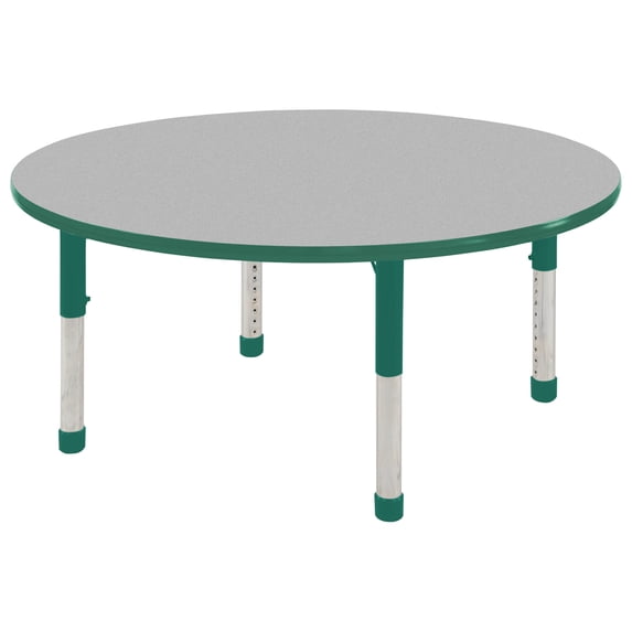 ECR4Kids 60in Round Everyday T-Mold Adjustable Activity Table Grey/Green - Chunky Leg