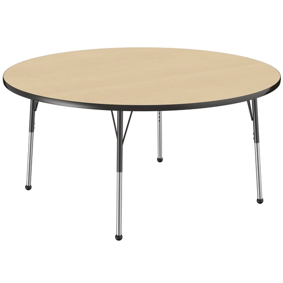 ECR4Kids 60in Round Premium Thermo-Fused Adjustable Activity Table Maple/Black/Black - Standard Ball