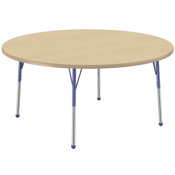 ECR4Kids 60in Round Premium Thermo-Fused Adjustable Activity Table Maple/Maple/Blue - Standard Ball