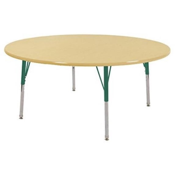 ECR4Kids 60in Round Premium Thermo-Fused Adjustable Activity Table Maple/Maple/Green - Standard Swivel
