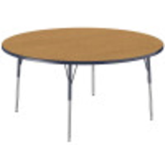 ECR4Kids 60in Round Premium Thermo-Fused Adjustable Activity Table Oak/Navy/Navy - Standard Swivel