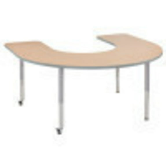 ECR4Kids 60in x 66in Horseshoe Contour Thermo-Fused Adjustable Activity Table Maple/Light Grey/Silver - Super Leg