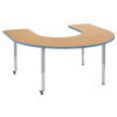 thumbnail image 1 of ECR4Kids 60in x 66in Horseshoe Contour Thermo-Fused Adjustable Activity Table Oak/Powder Blue/Silver - Super Leg, 1 of 2