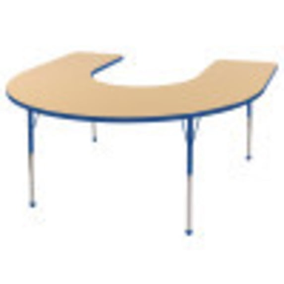 ECR4Kids 60in x 66in Horseshoe Everyday T-Mold Adjustable Activity Table Maple/Blue - Standard Ball