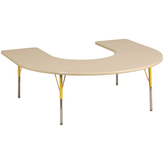 ECR4Kids 60in x 66in Horseshoe Everyday T-Mold Adjustable Activity Table Maple/Maple/Black - Toddler Swivel