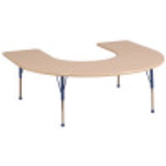 ECR4Kids 60in x 66in Horseshoe Everyday T-Mold Adjustable Activity Table Maple/Maple/Navy - Toddler Ball