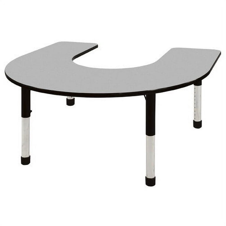 La Madera Horseshoe Activity Table (60x66 inch), Adjustable Super Legs Factory Direct Partners Side Finish: Silver, Tabletop Finish: Asian Sand/Silver