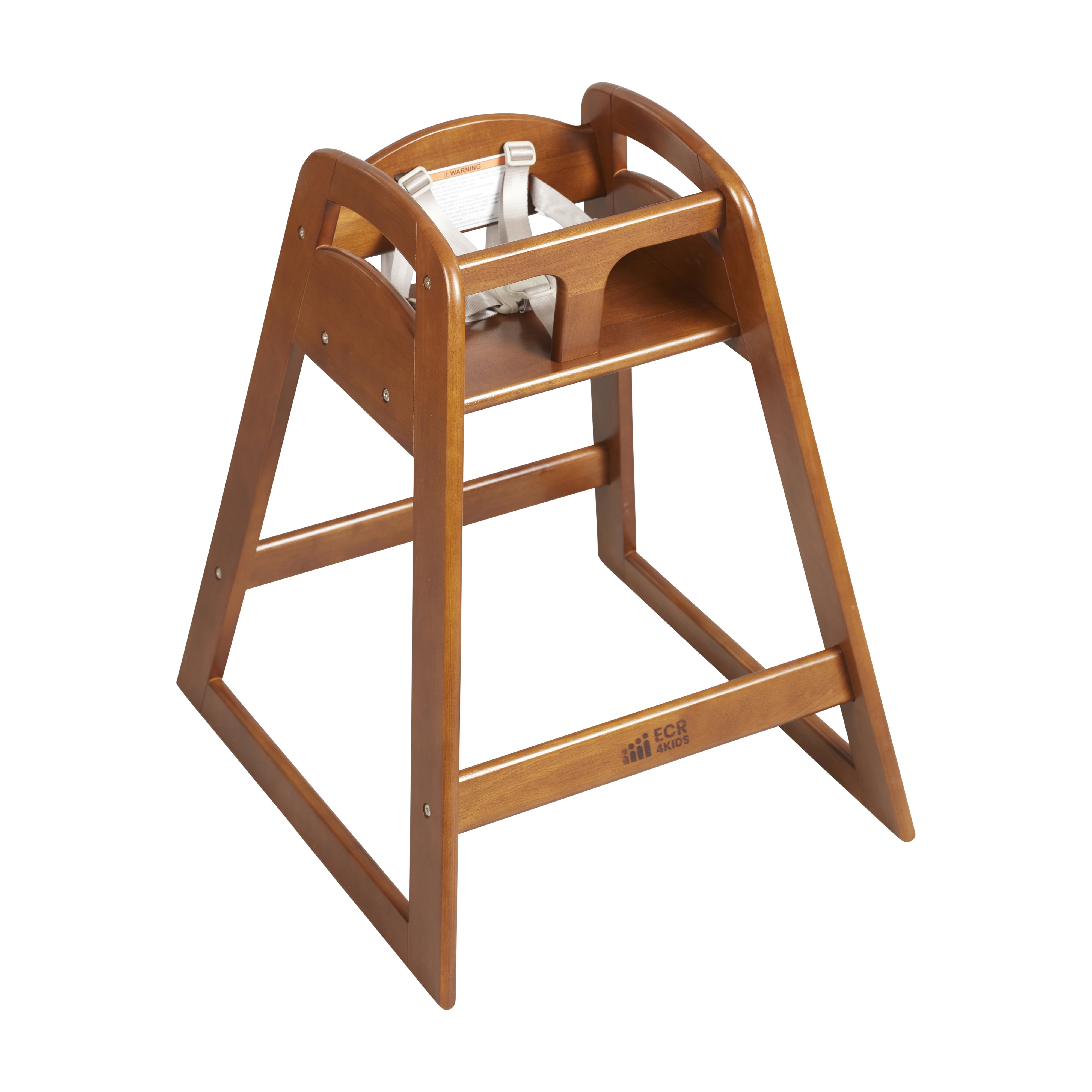 ECR4Kids ASATT Wooden Baby High Chair with Safety Strap, Childrens Furniture, Dark Walnut