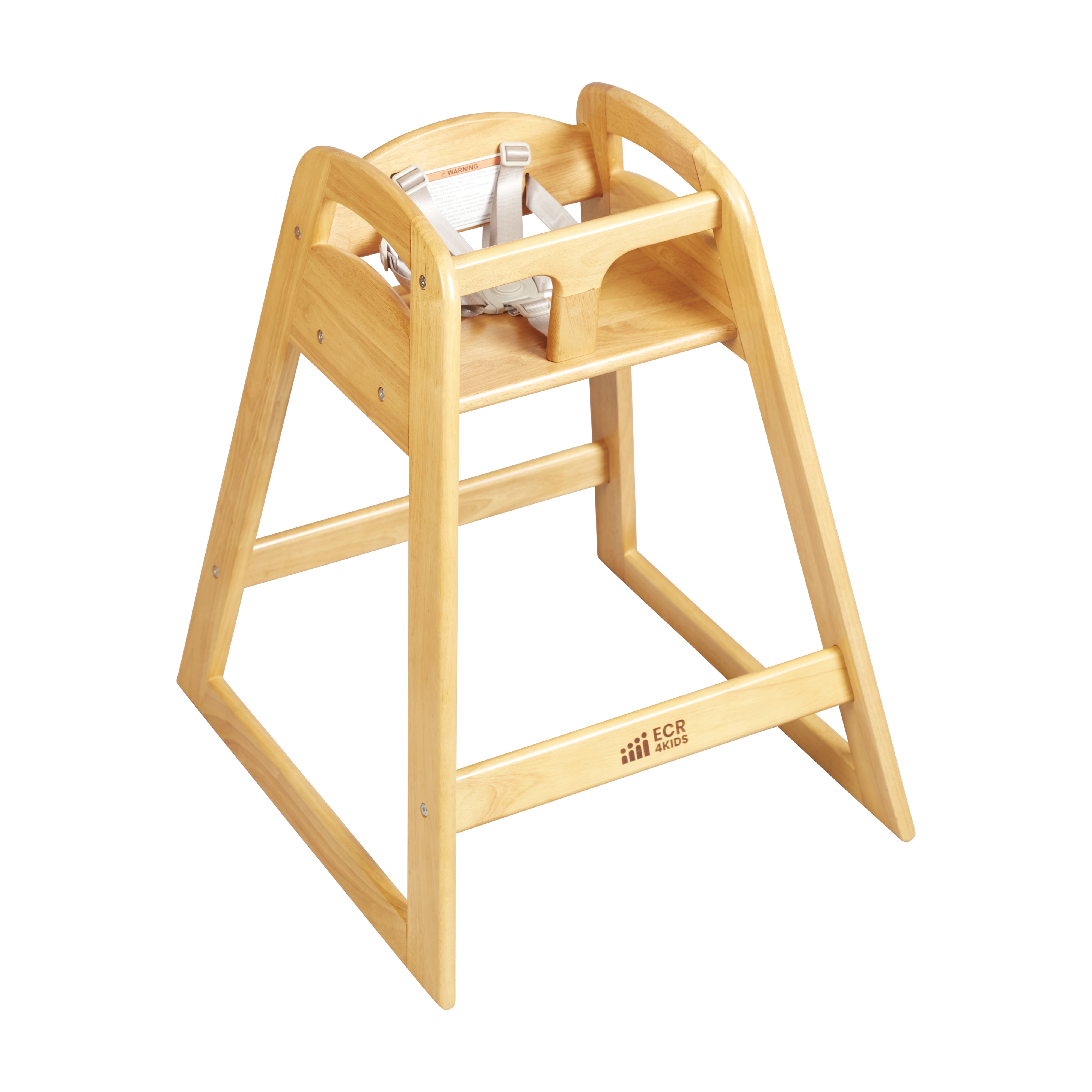 ECR4Kids ASATT Wooden Baby High Chair with Safety Strap, Childrens Furniture, Honey