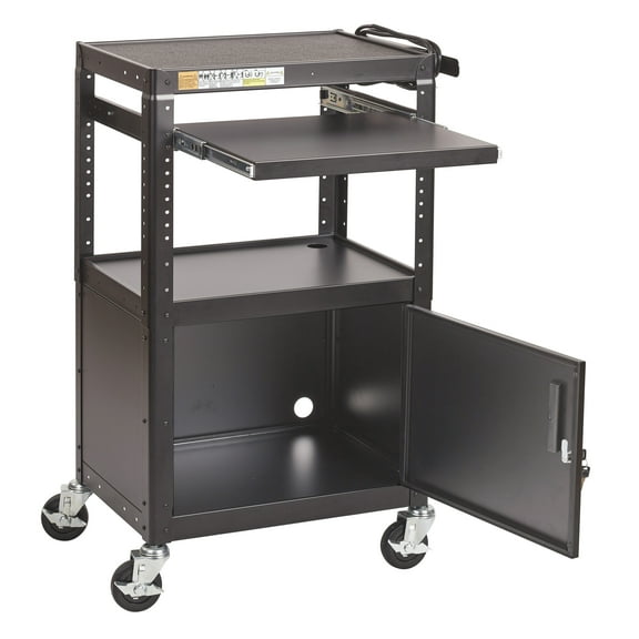 ECR4Kids AV Presentation Cart Stand with Storage Box, Black