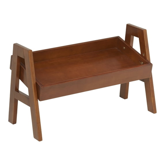 ECR4Kids Adjustable Stacking Shelf Organizer with Full Edge, Book Display, Dark Walnut