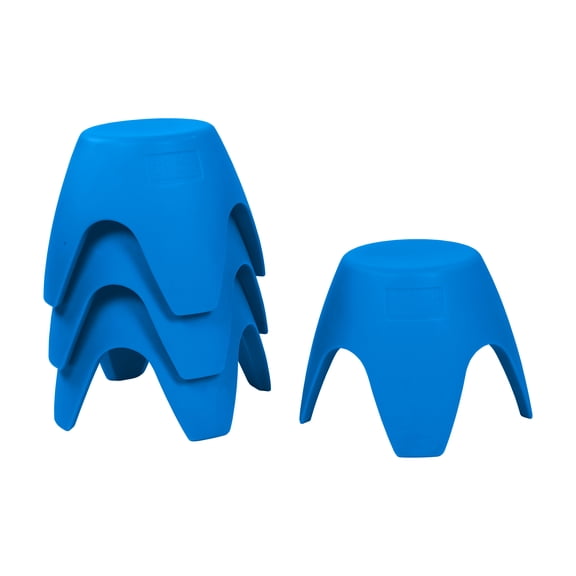 ECR4Kids Ayana Stackable Plastic Stool Seating Set, Children's Furniture, Blue, 4-Pack