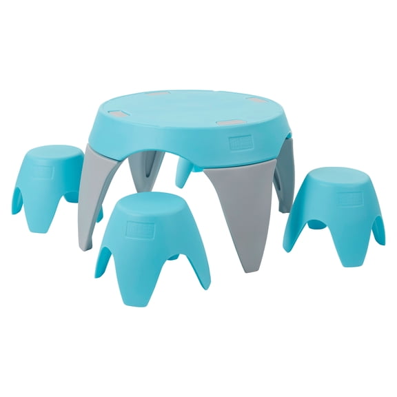 ECR4Kids Ayana Table and Stool Classroom Set, Childrens Furniture, Cyan/Light Grey, 5-Piece